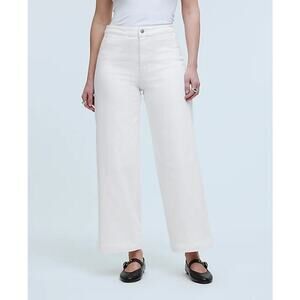 Madewell The Curvy Emmett Jeans Petite Wide Leg High Rise Crop White NWT 28P